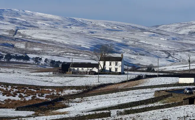 A cottage surrounded by snow in Teesdale