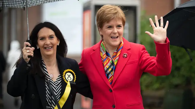 Margaret Ferrier pictured before her alleged Covid breach with Scottish First Lady Nicola Sturgeon