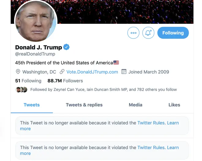 Donald Trump's Twitter account was suspended