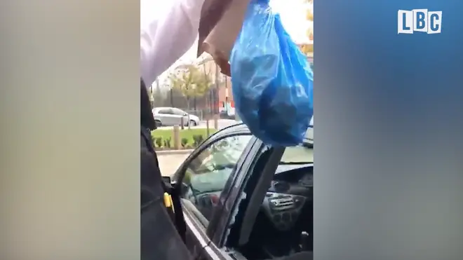 Police pulled out the bag of drugs after breaking into the car