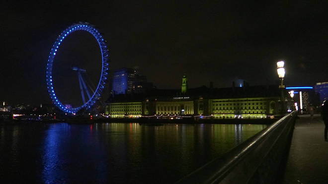 The London eye was lit up to show thanks to the NHS