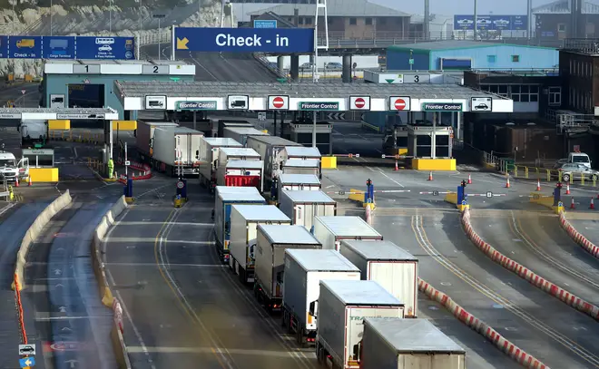 Lorries arrive at the Port of Dover this week