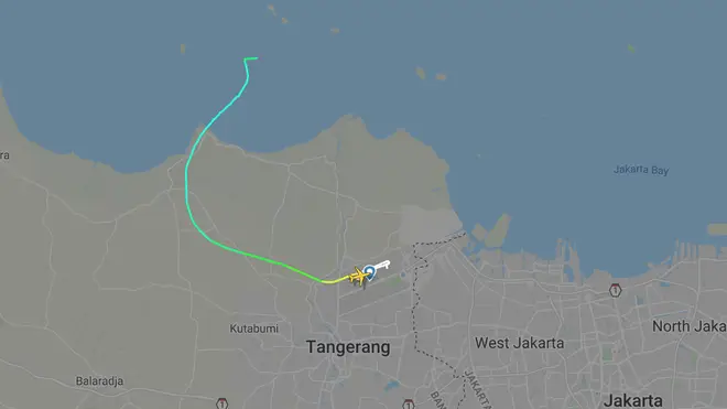 The passenger flight disappeared over the sea near Jakarta Bay