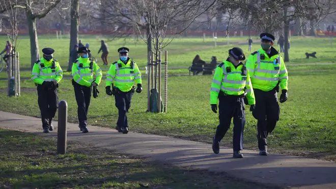 A large police presence was in place near Clapham Common as the demonstration began