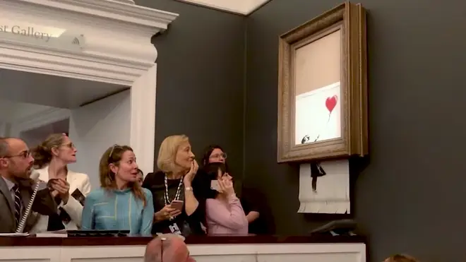 Banksy's Girl With Balloon is shredded