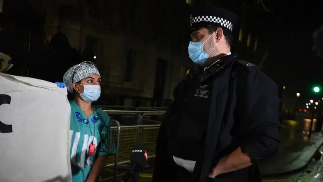 Police confronted the NHS staff and asked them to move on