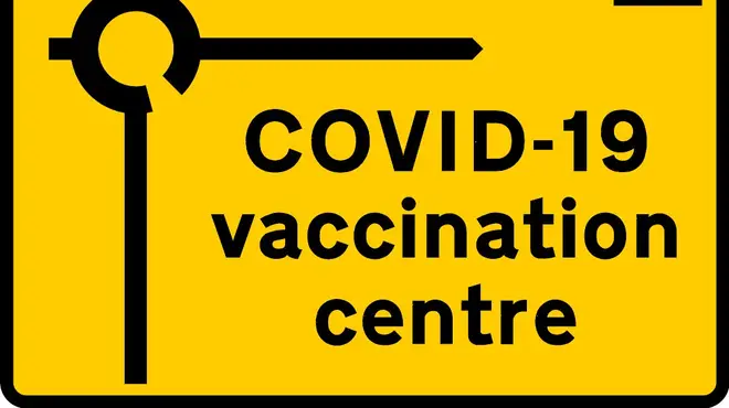 Coronavirus vaccine site sign