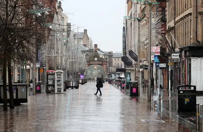 A general view of Buchanan Street in Glasgow, as stricter lockdown measures have came into force