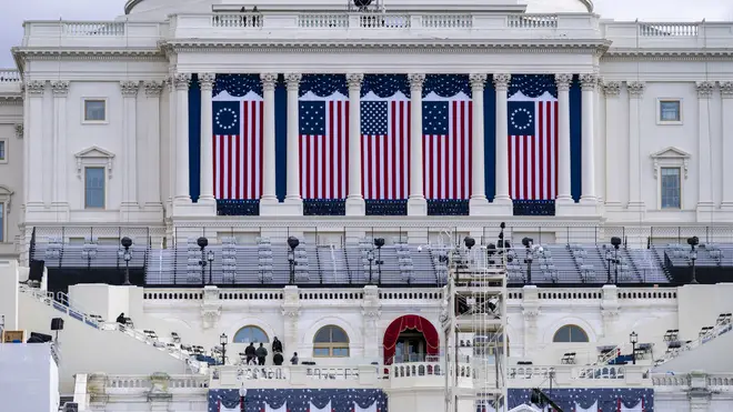 The Capitol is seen as security preparations continue leading up to President-elect Joe Biden’s inauguration (J. Scott Applewhite/AP)