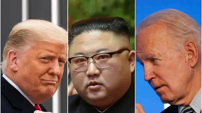 Donald Trump, Kim Jong Un and Joe Biden (Alex Brandon/North Korea/Matt Slocum/AP)