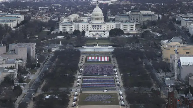 The "Field of Flags" placed on the ground on the National Mall