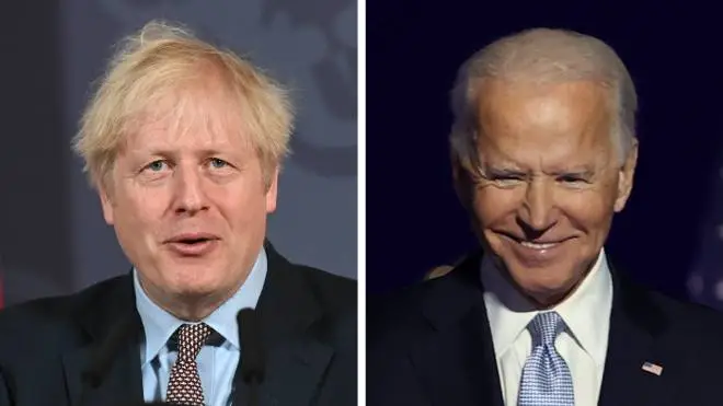Boris Johnson has said he is looking forward to working with Joe Biden