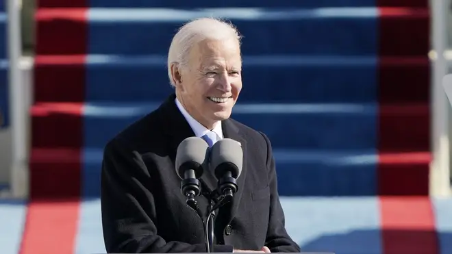 President Joe Biden speaks during the 59th presidential inauguration at the US Capitol in Washington