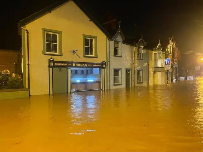Flooding in North Wales due to heavy rain during Storm Christoph