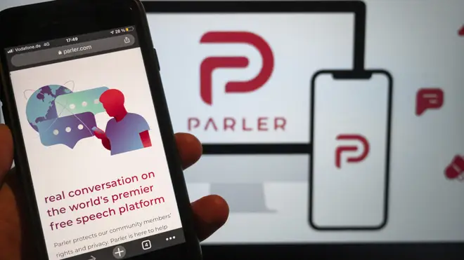 The website of the social media platform Parler