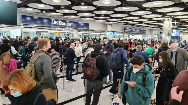 There were long queues at the Heathrow border control on Saturday morning.