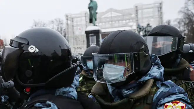 In Moscow, an estimated 15,000 protesters gathered in and around Pushkin Square in the city centre, where clashes with police broke out