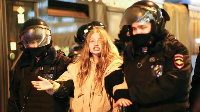 A woman is arrested in Moscow