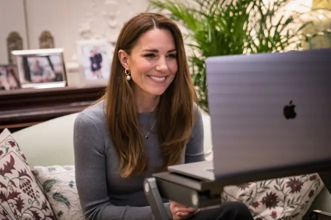 Kate during a video call with Holocaust survivors and youth ambassadors