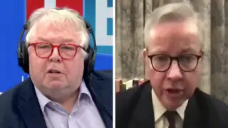 Michael Gove defended the PM's trip after being quizzed by LBC's Nick Ferrari