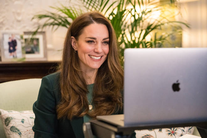 The Duchess of Cambridge during a video call with parents whose children attend Roe Green Junior School in Brent
