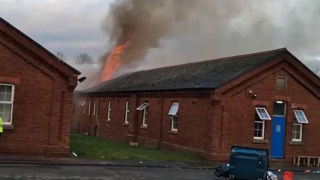 A fire has broken out at Napier Barracks in Folkestone, Kent