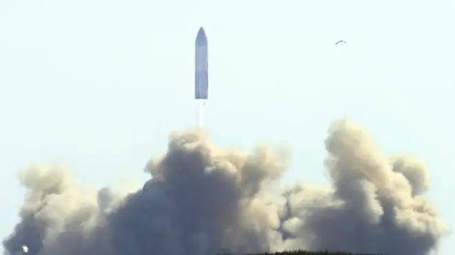 paceX's bullet-shaped Starship prototype lifts off for test launch