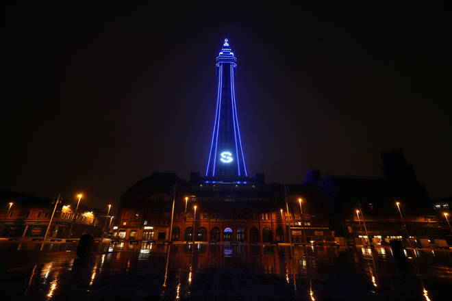 Blackpool Tower was also lit up on Tuesday night
