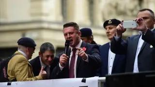 Tommy Robinson outside the Old Bailey