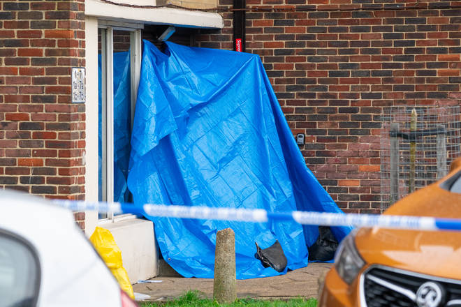 General view of the scene of a fatal stabbing at flats on Wisbeach Road, in Croydon, London