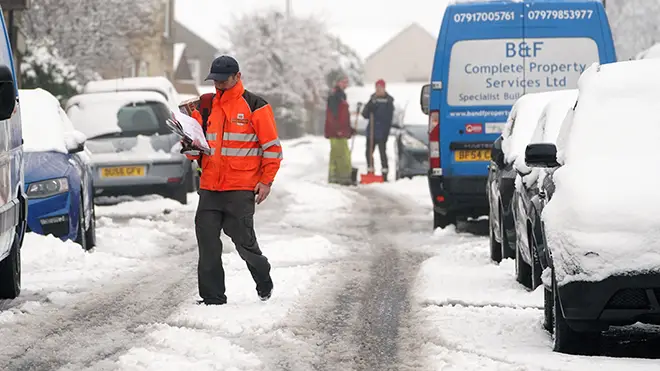 UK snow and storm Darcy has caused disruption across much of England