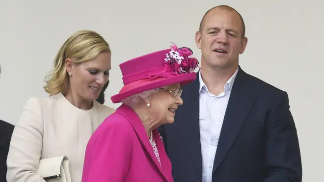 Mike and Zara Tindall with the Queen