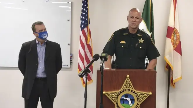 Pinellas County Sheriff Bob Gualtieri speaks during a news conference as Oldsmar, Florida
