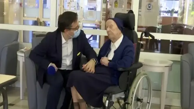 Sister Andre is interviewed after surviving Covid-19 at the age of 116