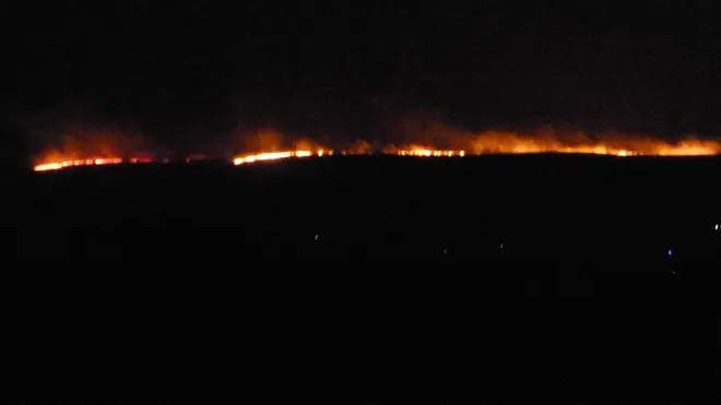 A huge fire has broken out on Dartmoor in Devon
