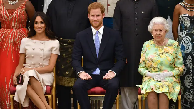 Harry and Meghan pictured with The Queen