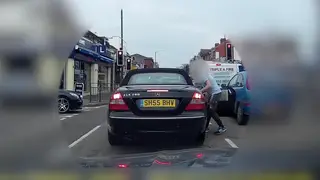 The whole incident was caught on the driver’s dash-cam