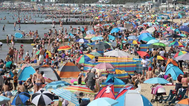 A packed Bournemouth beach in August