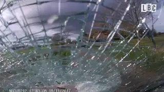The sabs' smashed windscreen