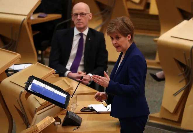 First Minister Nicola Sturgeon told MSPs the new Covid data was good news.