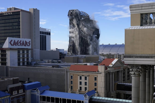 The former Trump Plaza casino is imploded on Wednesday
