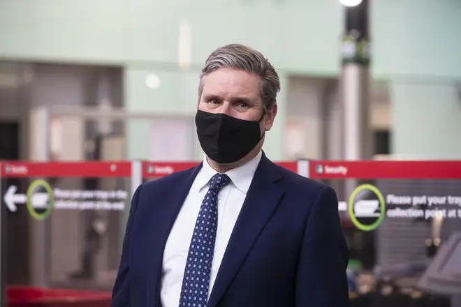 Labour leader Sir Keir Starmer during a visit to Heathrow Airport