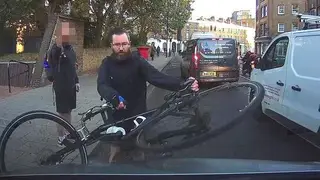 Cyclist rams his bike into a car