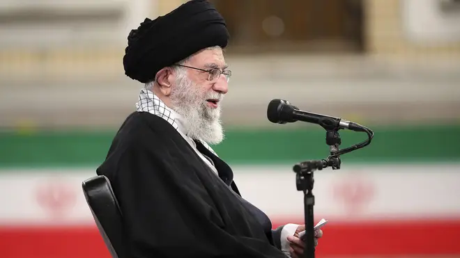 Iran's supreme leader Ayatollah Ali Khamenei addressing military leaders