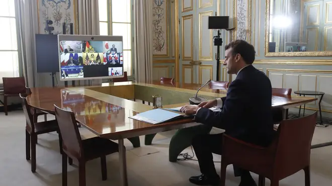 Emmanuel Macron joined the virtual G7 meeting to discuss the international Covid-19 response