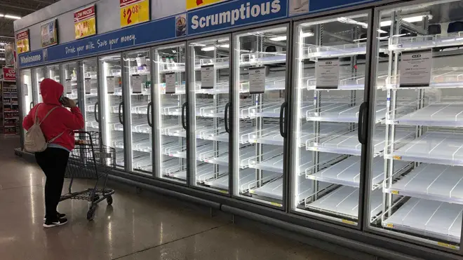 Shoppers at H-E-B Plus! in Flour Bluff were met with empty shelves on Thursday