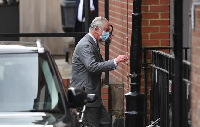 Prince Charles arrives to visit his father the Duke of Edinburgh in hospital