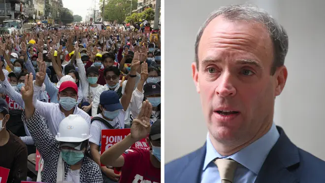Dominic Raab said he was considering "further action" after innocent protesters were killed