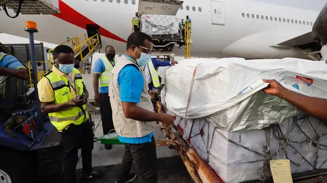 A delivery of 600,000 doses of the AstraZeneca vaccine arrived in Ghana on Wednesday