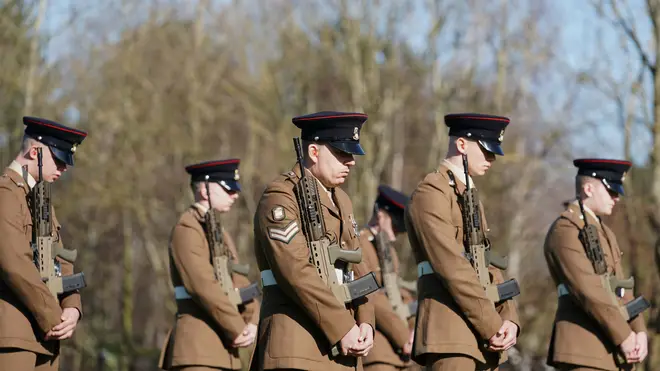 Members of the Armed Forces at the funeral of Captain Sir Tom Moore